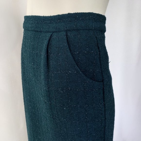Karen Scott Green Textured High Waisted Pencil Skirt With Pockets - Picture 6 of 10